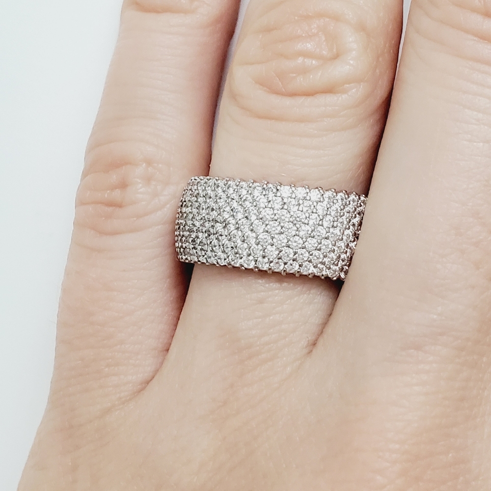 925 Sterling Silver Diamond  Eternity Ring - Picture 7 of 16